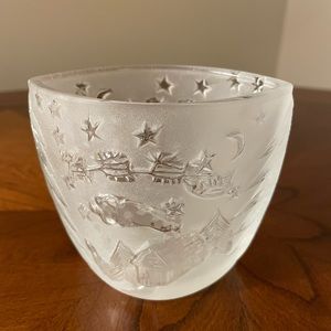 Frosted Glass Christmas Votive Holder